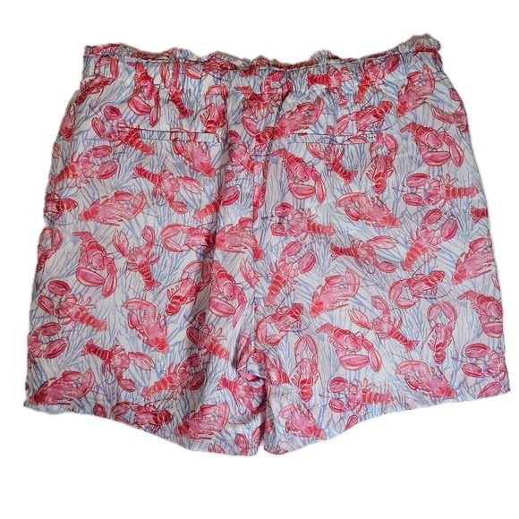 Talbots Shorts Womens Medium Red Lobster Print Ruffle Waist Casual Beach Summer - Picture 7 of 7